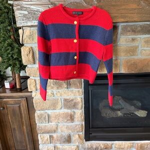 English Factory Striped Knit Cardigan